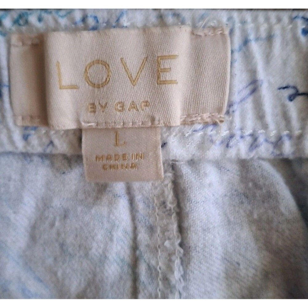 Love By Gap Sleepwear Lounge Pants Large Blue All Over Love Print Cotton Viscose - Picture 3 of 5